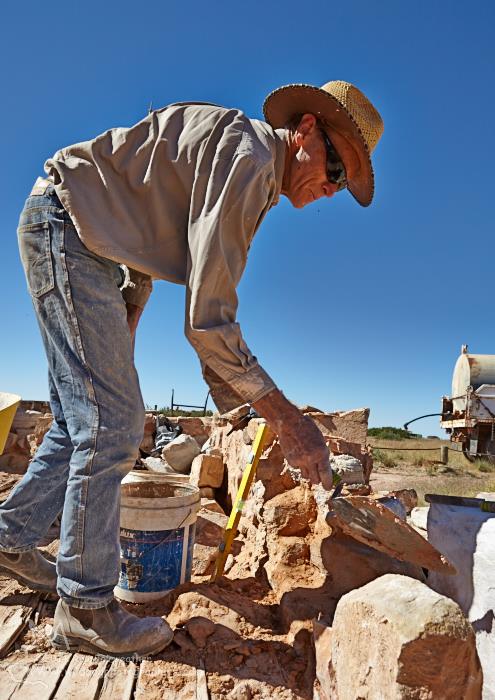 Stonemason working on Moffatts house