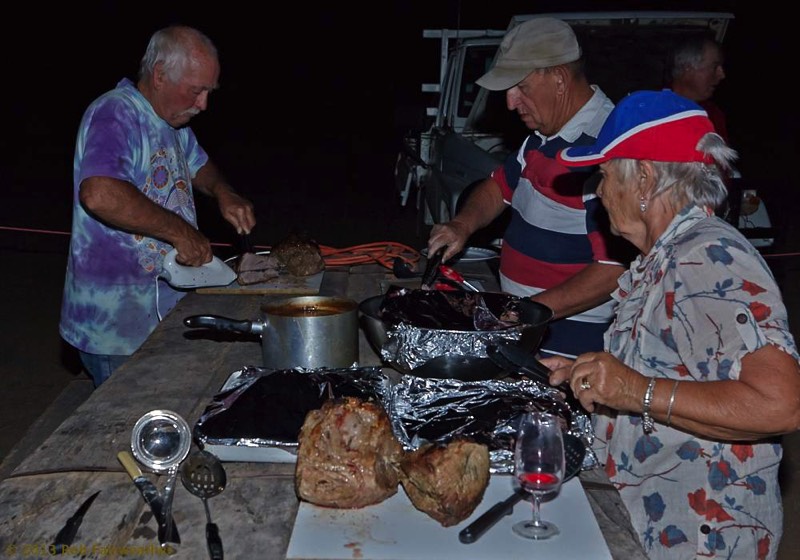 Slicing the roasts ready for serving