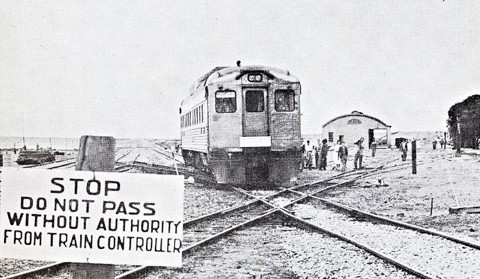 Budd car Farina Diamond crossing (note the engine shed in the background